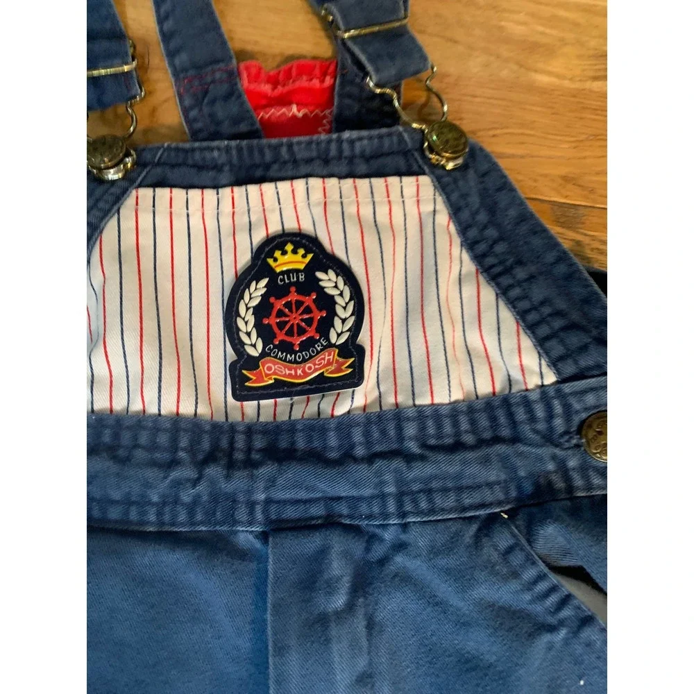 OshKosh Bgosh Vintage Overalls Kids 3T Nautical Club Commodore Retro Y2K 90s